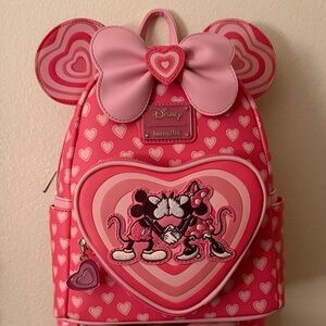 Disney Pink Heart Minnie Mouse Loungefly Backpack